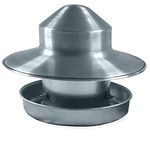 Outdoor Poultry Feeder with Rain Hood (Top Hat) Galvanised Pheasant Feed Dispenser for Hens, Chickens, Ducks, Foul Holds Approximately 2.5kg. Premium Quality Feeder, Made In The UK