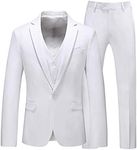 MOGU Men 3 Piece Suit Slim Fit Wedding Tuxedos Formal Prom Suits, White, 36