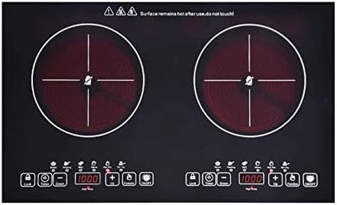 24 inch 2 Burners Electric Cooktop 110V Ceramic Electric Stove with 2 Cooktops 2200W Ajustable portable Electric Cooktop for Cooking(2 Burner Countertop)