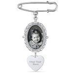 Wedding Bouquet Photo Charm Oval Bridal Memorial Pins Custom