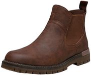 JOUSEN Chelsea Boots Men Retro Casual Boots Fashion Slip On Boots Ankle Dress Boots for Men(AMY8119CA Brown 10.5)