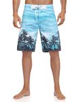 Nonwe Men's Quick Dry Wave Pattern with Mesh Lining Board Shorts