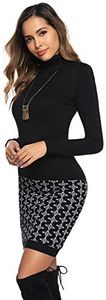 Gyabnw Vestito Donna Invernale in Maglione Collo Alto Abito Casual Elegante di Vita Alta all'Anca Avvolta di Orlo Floreale Tubino Lungo Aderente in Maglia Caldo