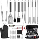 One Sight 27PCS BBQ Grill Accessories Tools Set, Stainless Steel Grilling Kit with Oxford Cloth Case, Grill Utensil Set Barbecue Tool Set for Men Women, Barbeque Accessories with Thermometer and Meat