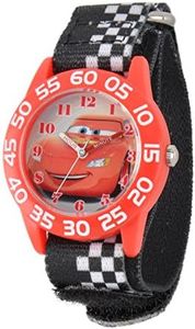 Disney Cars Kids' Plastic Time Teacher Analog Quartz Nylon Strap Watch, CARS, Plastic Kids