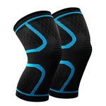 BESKEY Knee Support (Pair) Anti Slip Knee Brace Elastic Breathable Knee Compression Sleeve Help Joint Pain Relief for Arthritic Sufferer and Recovery from Injuries Fit for Sports (L, Blue)