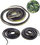 3 Pieces Large Realistic Rubber Snakes, Halloween Scary Toy Fake Black Mamba Snake for Garden Props to Scare Birds, Pranks, Halloween Party Decoration (2 Sizes, 47 Inch, 31.5 Inch)