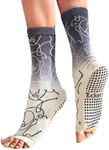 Tucketts Crew Toeless Non-Slip Grip Socks - Anti Skid Yoga, Barre, Pilates, Home & Leisure, Pedicure - L/XL - 1 pair Ellas Dip Dye