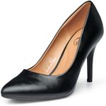 Trary Women’s High Heel Dress Pump Pointed Toe Shoe Classic Office Special Dressy Casual, New Pu Black, 6