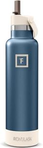 IRON °FLASK Camping & Hiking Hydration Flask with Straw, Narrow Mouth Insulated Stainless Steel Sports Water Bottle - Desert Oasis 24 oz - Straw (1 Lid)