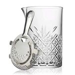 FLOW Barware 700 ml Cocktail Mixing Glass & Stainless Steel Hawthorne Strainer | Large Cocktail Mixing Jug Make 3 Cocktails In One | Stirring Glass & Silver Strainer