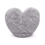 Cuddly Teddy Bear Fleece Super Soft 3D Heart Shape Fluffy Filled Cushion Cosy & Warm Home Decoration Gift For Loved One Valentine Day 100% Polyester Heart Cushion Silver 38cm x 38cm Approximate