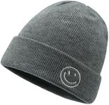 CLAPE Beanie Hat for Men, Cute Embroidery Smiley Face Winter Hat Women Outdoor Ski Snowboarding Knit Cuffed Fisherman Beanie