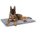 PELZIN Stoutwool Indestructible Dog Bed - Fluffy Chew Proof Dog Crate Pad - Tough Kennel Pad for Aggressive Chewers - Ideal for Extra Large Breeds & Fits 48-Inch Crate - 47"x29", Charcoal