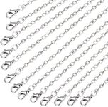 Minelife 30 Pcs Stainless Steel Necklace Chain Bulk, Jewelry Making Chains Necklace Silver Plated Chains Link Cable Chain Necklace for Jewelry Making (18Inch, 2mm)