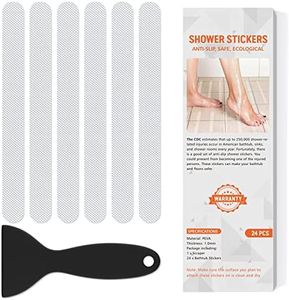 Non Slip Bathtub Stickers, 24 PCS Shower Stickers for Safety Bathroom Tubs, Bathtub Non Slip Stickers and Adhesive Decals Scraper for Bath Tub, Shower Floor, Stairs, Ladders(Clear)