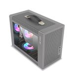 Ant Esports Box C Air Mini-Tower (MFF) Computer Case/Gaming Cabinet with Type-C and Carry Handle – Grey | Support M-ATX, ITX | Pre-Installed 1 Rear Black Fan