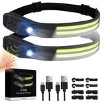 Lanlelin Headlamp Rechargeable, 2 Pack Super Bright 450 Lumen with 5 Light Mode 1500mAh Headlamp, 230°WideBeam Lampe Frontale, 0.21lb Lightweight IPX4 Waterproof Headlight for Running,Camping,Fishing