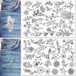 Rattmety 50Pcs Hand Sewing Stabilizers Water Soluble Embroidery Stabilizers Pre-Printed Flower and Leaf Pattern Transfers Stick and Stitch Floral Embroidery Paper for Hand Sewing Lovers