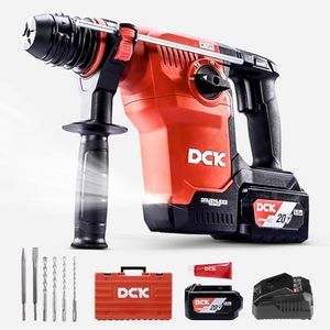 DCK 20V Cordless Rotary Hammer Drill, Brushless SDS Plus Hammer Drill with 3.6J Impact Energy, 6.0Ah Battery, 4 Drill Bits, 2 Chisels, and Advanced Safety Features for Concrete, Tile, and Wood