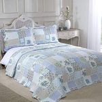 Emma Barclay Cotswold - Quilted Patchwork Bedspread Set in Blue - King