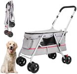 BETSOCCI Dog Stroller with Folding 4 Wheel pet cart Stroller for up to 33 lbs for Small&Medium Dogs Cats Walk Travel Shopping