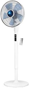 Rowenta 16 Inch Oscillating Stand Fan with Tiltable Head, Remote Control, Powerful Airflow, Adjustable Height, Home and Office, Silent Setting, 5 Speed Settings, 8 Hour Timer, 35dBA, White, VU5870