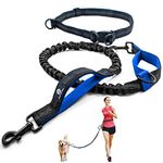 CHUNKY PAW Hands Free Dog Leash for Medium and Large Dogs - Durable Dual Handle Waist Leash with Reflective Bungee for Running, Walking, Training, Hiking (Blue, for 1 Dog)