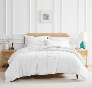 Southshore Fine Living, Inc. White Comforter King Size, Cozy Duvet Insert, King Size/California, Pet Hair Resistant Bedding, Easy Care Oversized Down-Alternative Comforter/Bedspread, Bright White