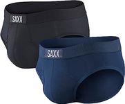 Saxx Men's Underwear - Ultra Super Soft Briefs with Fly and Built-in Pouch Support - Underwear for Men, Pack of 2, Black/Navy, Medium