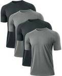 Star Vibe 4 Pack Mens Active Quick Dry Crew Neck T Shirts Athletic Workout Short Sleeve Tee Moisture Wicking Running Tops Black/Grey/Black/Grey S/M