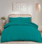 Ghazlan 100% Egyptian Cotton Duvet Cover Set, 200 Thread Count 3 Pieces Duvet/Quilt Cover Set - Luxury & Ultra Soft Sateen Duvet Cover with Pillowcases, White Bedding Set (Teal, Double)