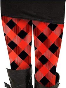 Black and Red Plaid Leggings Tights Ethnic Tribal Pants Plus Size for Women 3XL