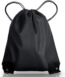 AKHTART Drawstring Bags, Unisex Swimming Bag, Large PE Bag, Sports Backpack, Waterproof Gym Sack - Suitable for School/Beach/Holidays/Travel/Swimming and Various Activities (Black)