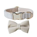 Love Dream Bowtie Dog Collar, Velvet Dog Collars with Detachable Bowtie Metal Buckle, Soft Comfortable Adjustable Bow Tie Collars for Small Medium Large Dogs (Medium, White)