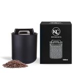 Airtight Coffee Canister for 250 g Coffee Beans with Vacuum Lid (Container for Coffee, Tea, Stainless Steel Tin for Storage with Aroma Closure, Storage Jar for 250 g Coffee) Matte Black (1000 ml)