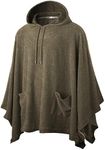 Ohoo Men's Hooded Poncho Cape Cloak Fashion Hoodie Pullover with Pocket, Dcf702-brown, 3X-Large