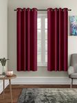 Amazon Brand - Solimo Polyester Blackout Window Curtains (Pack of 2, 5 Feet, Maroon)