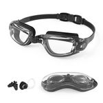 Swim Goggles, Swimming Goggles No Leaking Anti Fog UV Protection Wide View Cystal Clear Vision With Extra Nose Clips and Earplugs Adult Women Youth, Clear