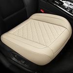 2PCS Car Seat Cover Bottom PU Leather Car Front Seat Bottom Covers Seat Cushions Protector Universal for 95% Vehicles (Beige)