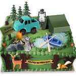 16 Pcs Camping Cake Toppers Camp Cake Decorations Fireside Camp Forest Cake Decors for Kids Camping Forest Theme Party and Camping Fans' Birthday Supplies