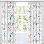 Bedlam - Unicorn Curtains - Two Panels 66 x 72 (168 x 183cm) - Rainbow & Unicorns Curtains - Girls Bedding/Bedroom Accessories