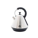 Ovation HT203 2200W Brushed Stainless Steel & Black Cordless Pyramid Kettle with 1.8L Capacity & Boil Dry Protection