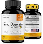 Sandhu’s Zinc Quercetin with EpiCor 60 Vegetarian Capsules - Gluten-Free Zinc Supplement - High Potency Immune Support