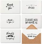 Best Paper Greetings 48-Pack Black and White Thank You Cards with Kraft Paper Envelopes for Graduation, Wedding, Birthday, Baby Shower, Blank Inside, Assorted Simple Vintage-Style Designs (4x6 In)