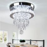 Cainjiazh Crystal Chandeliers LED Chandeliers Modern Round Chrome Crystal Ceiling Light for Bedroom, Living Room, Foyer, Hallway, Kitchen (Cool White)