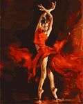 YEESAM ART New Paint by Numbers for Adults Children - Shadow Fire Dancer Girl 16 * 20 inches Linen Canvas - DIY Digital Painting by Numbers Kits on Canvas