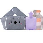 Portable Hot Water Bottle, Rubber Warm Water Bag with Soft Plush Waist Cover, Good for Pain Relief from Arthritis, Headaches, Hot and Cold Therapy