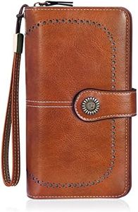 HUA ANGEL Mujer Cartera Larga de Embrague Gran Capacidad Cremallera Teléfono Billetera Cuero de PU Monedero de Pulsera con Múltiples Ranuras para Tarjetas de Crédito Billetes de Efectivo