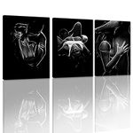 Black and White Sexy Painting 3 Piece Home Decor Artwork Abstract Woman and Man Pictures Canvas Prints Wall Art Home Decorations for Living Room Bedroom Bathroom Framed Ready to Hang - 36X16 inch